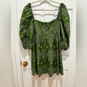 EUC Zara Green Embroidered mini dress size L